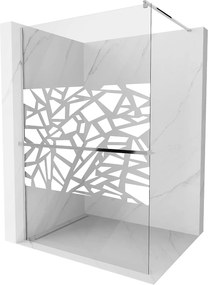 Mexen Kioto +, zuhanyparaván polccal és törölközőtartóval 110 x 200 cm, 8mm átlátszó üvegmintás fehér, króm profil, 800-110-121-01-85