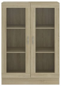 sonoma tölgy színű szerelt fa vitrinszekrény 82,5x30,5x115 cm