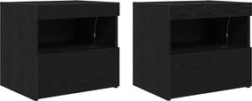 vidaXL Éjjeliszekrény 2 pcs Fekete tölgy 50 x 40 x 45 cm Faanyag