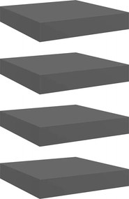 vidaXL 4 db magasfényű szürke MDF lebegő fali polc 23 x 23,5 x 3,8 cm