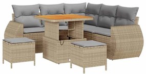 vidaXL Kerti Kanapé Szett 8 pcs Bézs polirattan