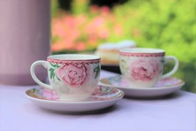 Romantic porcelán csészék, csészealjakkal 2-szett