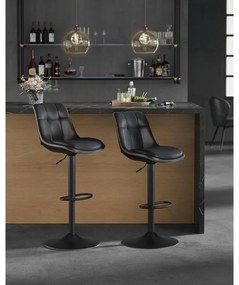 2 db állítható magasságú bárszék szett, 44 x 48 x (90–112) cm, fekete színű