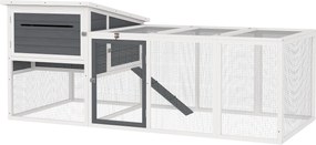 PawHut Kültéri Tyúkól Házikóval, Fészekládával, Vízálló Tetővel, Kiszedhető Tálcával és Ajtókkal, Két-négy Tyúk és Nyúl Akadályozó A Fában, 214x101x91