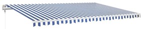 kék/fehér automata szélérzékelős és LED-es napellenző 500x350cm