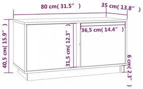 mézbarna tömör fenyőfa TV-szekrény 80x35x40,5 cm