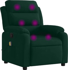 vidaXL sötétzöld bársony dönthető masszázsfotel