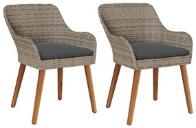 Kerti székek párnákkal 2 db Fekete Polyrattan