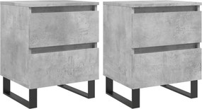 vidaXL 2 db betonszürke szerelt fa éjjeliszekrény 40 x 35 x 50 cm