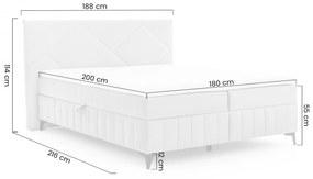 Wasil kontinentális ágy 180x200 cm tárolóval - hamuszürke Velúr Element 24