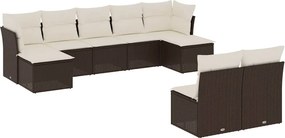 vidaXL 9 részes barna polyrattan kerti ülőgarnitúra párnákkal