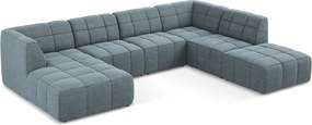 Kék buklé sarokkanapé (U alakú) Aloha – Makamii