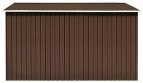 barna fém kerti fészer 257 x 298 x 178 cm