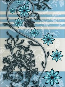 Fotótapéta Fém gallyak és kék virágok vinil stílus 184x254 +ragasztó