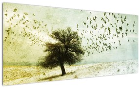 Kép - Festett madárállomány (120x50 cm)