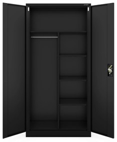 Fémszekrény DAWID, 900 x 1850 x 450 mm, All Black: fekete