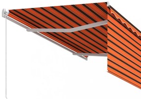 narancs és barna kézzel kihúzható napellenző redőnnyel 3x2,5 m