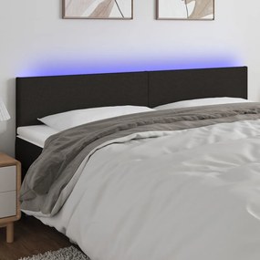 fekete szövet LED-es fejtámla 160x5x78/88 cm