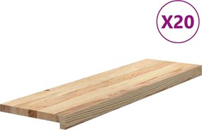 vidaXL 20 db tömör tölgyfa lépcsőfokok kezeletlen 90x30x2 cm