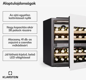 Klarstein Rhone 36 Duo borhűtő, 36 palack, LED vezérlés, push-to-open, csendes