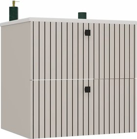 TIGO 60 2S fürdőszoba szekrény 60x47x59 cm, függesztett, kasmír, fekete csíkos (mosdókagylóval)