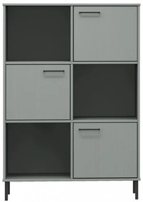 OSLO szürke tömör fa könyvszekrény fém lábakkal 90x35x128,5 cm