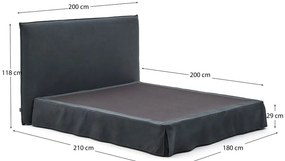 Antracitszürke kárpitozott franciaágy 180x200 cm Jaira – Kave Home