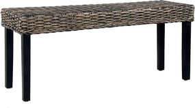 vidaXL fekete természetes kubu rattan és tömör mahagóni fa pad 110 cm