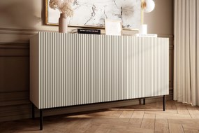 Nicole komód 150 cm háromajtós, díszített fronttal - kasmír / fekete lábak