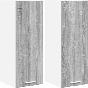 vidaXL Függő szekrény 2 pcs Szürke Sonoma és fehér 30 x 31 x 80 cm