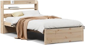 vidaXL tömör fenyőfa ágykeret fejtámlával 75 x 190 cm