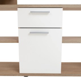 Sarok íróasztal, sonoma tölgy/fehér, NOE NEW