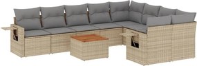 vidaXL 10 részes bézs polyrattan kerti ülőgarnitúra párnával