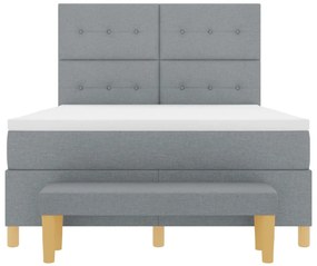 vidaXL Boxspring Ágy Matraccal és Pad Light Grey 140x200 cm Szövet