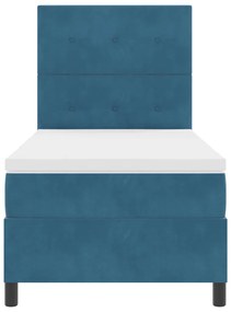 Boxspring Ágy Mattal Sötétkék 90x200 cm Bársony
