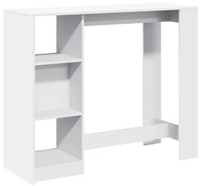 fehér szerelt bárasztal polccal 124 x 46 x 103,5 cm