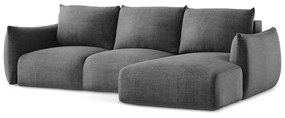 Sötétszürke kinyitható sarokkanapé (jobb oldali-heverő résszel) Leila – Makamii