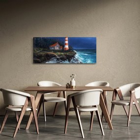 Kép - világítótorony az óceán partján, akvarell (120x50 cm)