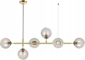Függő Lámpa Dekoratív Alisa Arany Átlátszó Üveg Lámpabúra 6xE14
