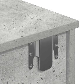 betonszürke szerelt fa falipolc fiókokkal 100 x 37,5 x 19 cm