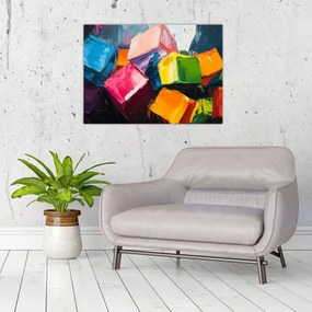 Üveg kép - Színes kockák (70x50 cm)