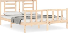 vidaXL tömör fa ágykeret fejtámlával King Size