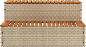 pezsgőfürdő lépcső bézs 100x50x50,5 cm polyrattan és akácfa