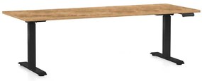 OfficeTech C állítható magasságú asztal, 200 x 80 cm, fekete alap, arany tölgy