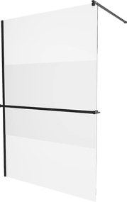 Mexen Kioto +, zuhany paraván polccal és törülközőtartóval 140 x 200 cm, 8mm átlátszó jegesedés üveg, fekete profil, 800-140-121-70-35