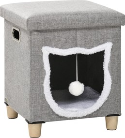 PawHut Macska Bújó, Macska Ház Párnával, Macska Ágy Kaparó Paddal, Óriás Puff, Kényelmes Bújó Játékgolyóval, Csúszásmentes Macska Ház, Poliészter, Szü