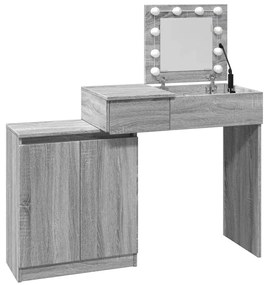 szürke sonoma LED-es fésülködőasztal 115 x 37 x 110,5 cm