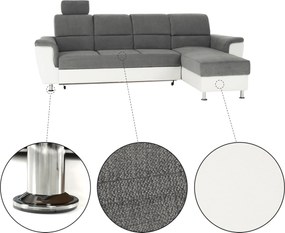 Kissarok, textilbőr fehér/szövet szürke, jobbos, SANTIAGO