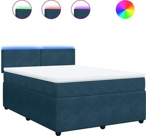vidaXL kék bársony rugós ágy matraccal 160 x 200 cm