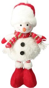 Álló hóember piros sállal, teleszkópos lábakkal,57 cm